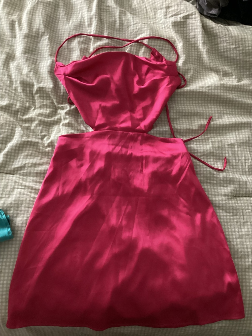 SHEIN Hot Pink Satin Mini Slip Dress